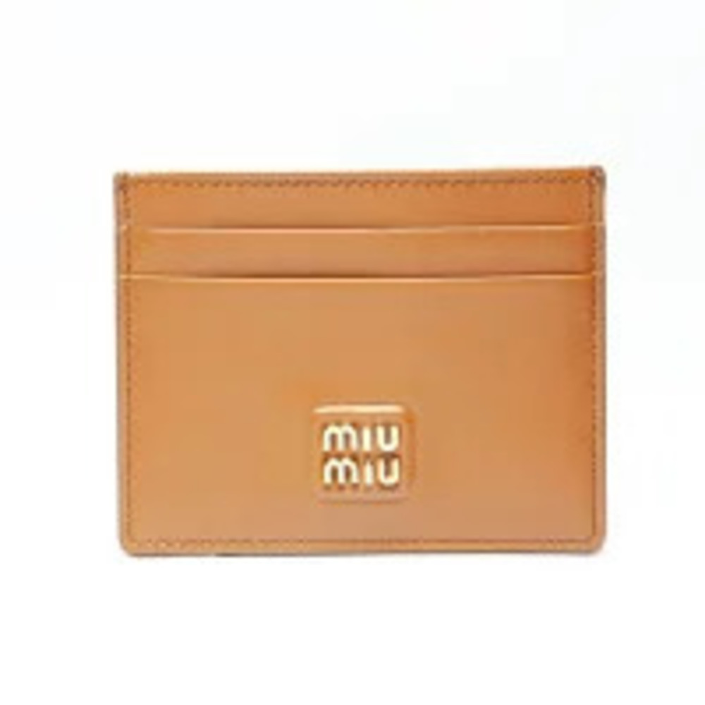 Miu Miu Leather Card Case Wallet Brown